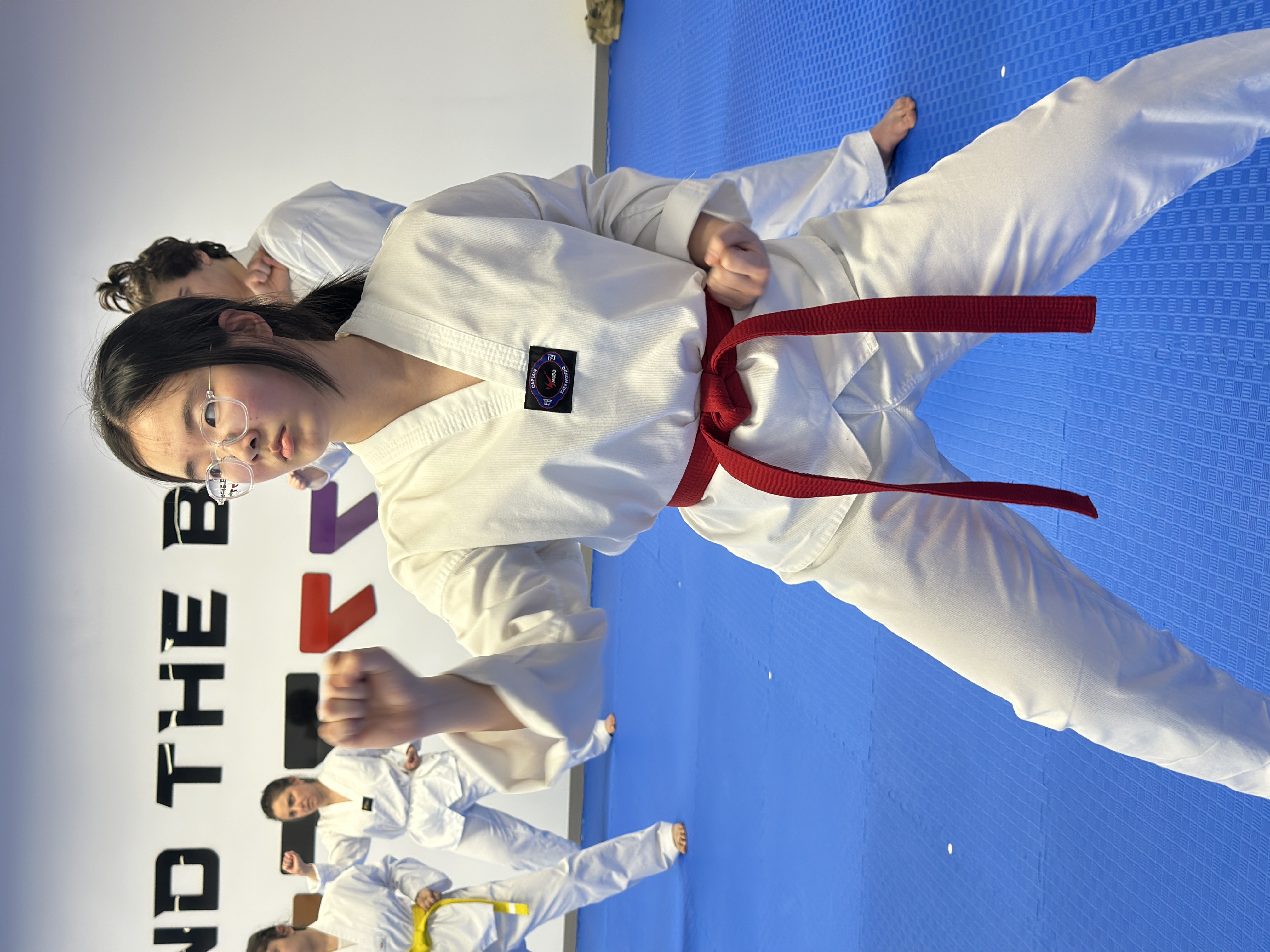 Student practicing a Taekwondo stance at Unity Taekwondo Chilliwack